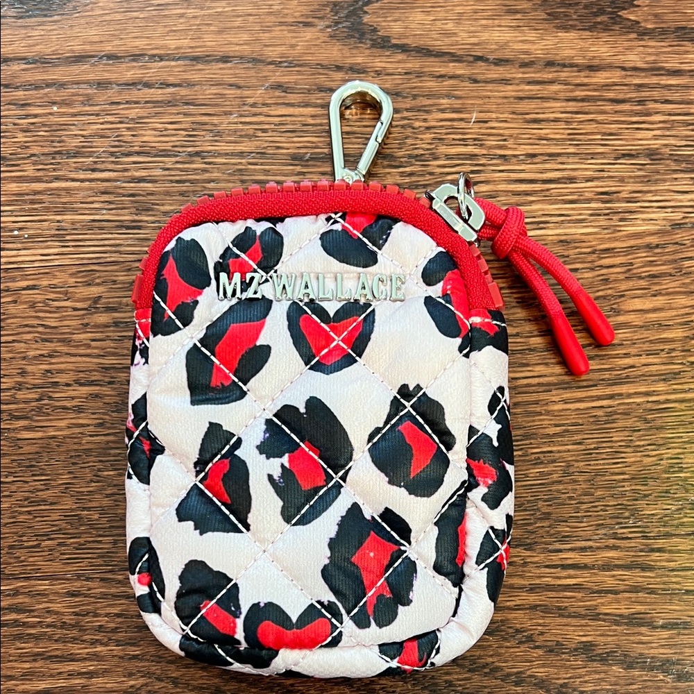 MZ Wallace Red and Black Leopard Quilted Pouch